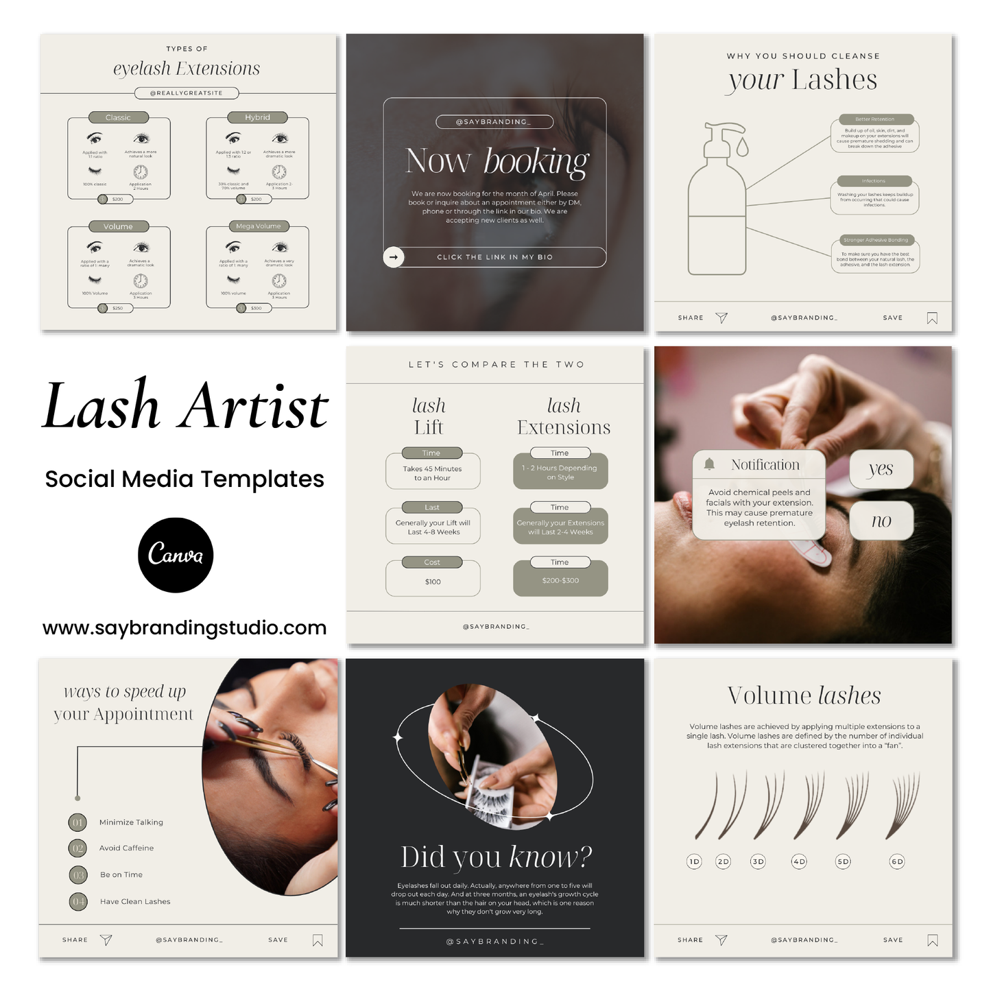 Lash Artist Social Media Templates